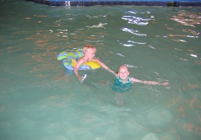 Tuomas and Johanna swimming in the KOA pool